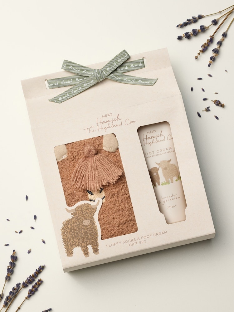 Hamish the Highland Cow Foot Cream & Cosy Socks Gift Set - Image 1 of 3 Hamish the Highland Cow Foot Cream & Cosy Socks Gift Set - Image 1 of 3