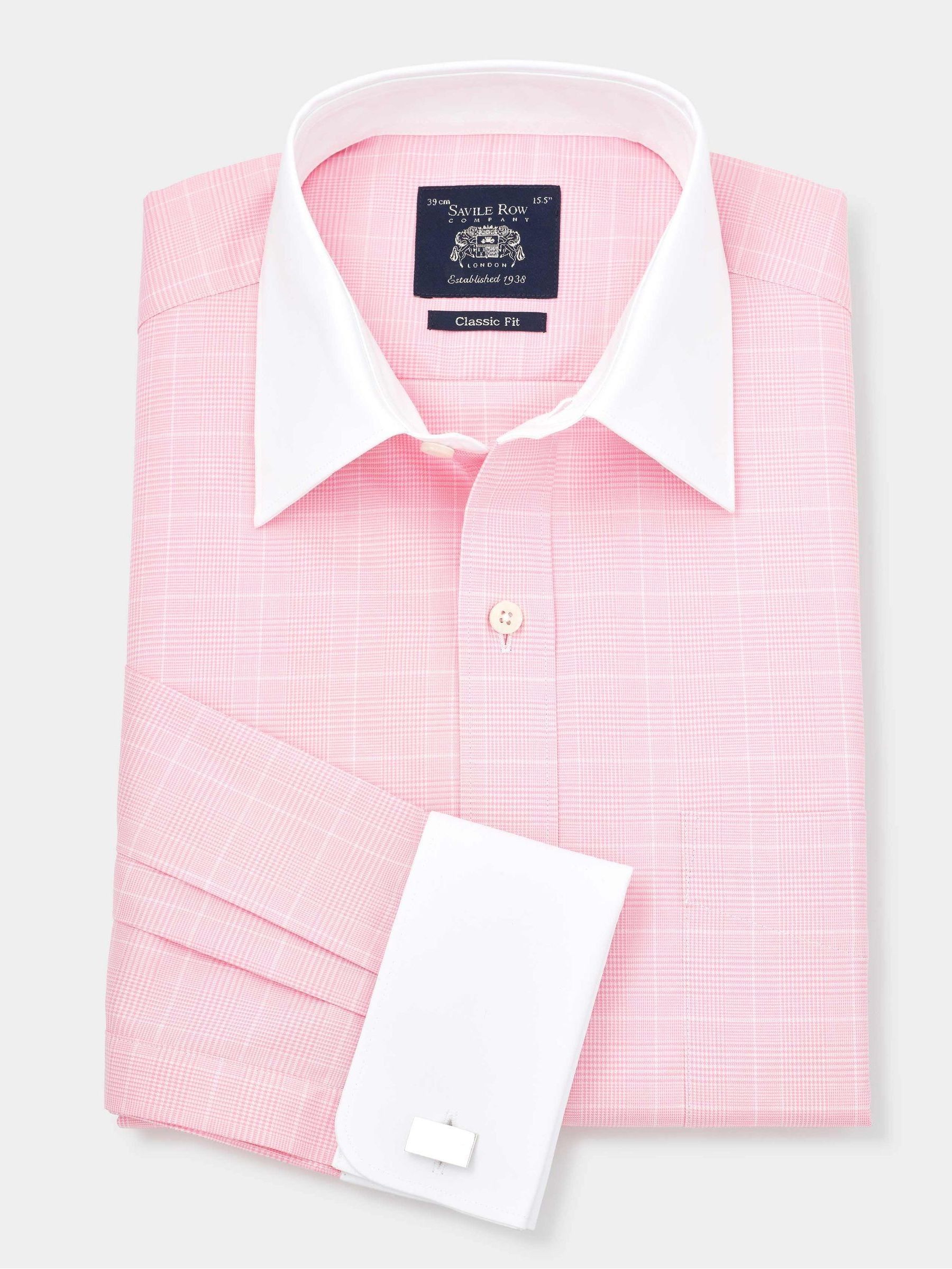 Buy Savile Row Company Pink Classic Fit Cotton Poplin Pow Check