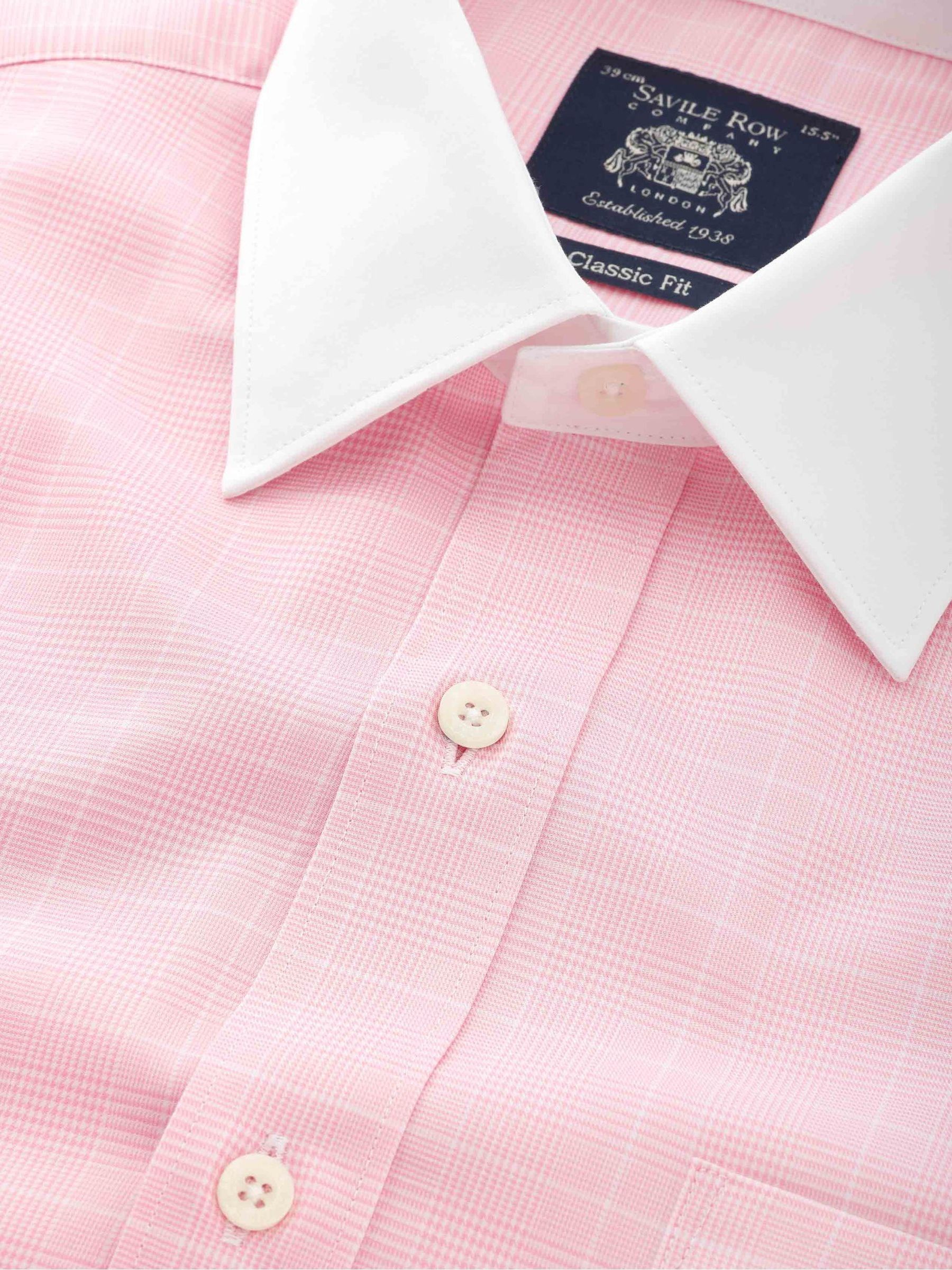 Buy Savile Row Company Pink Classic Fit Cotton Poplin Pow Check