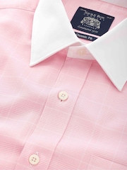 The Savile Row Company Classic Fit Pink 100% Cotton PoW Check White Collar Formal Shirt - Изображение 4 из 5
