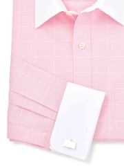 The Savile Row Company Classic Fit Pink 100% Cotton PoW Check White Collar Formal Shirt - Изображение 5 из 5