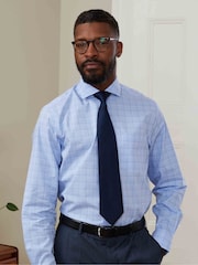 The Savile Row Company Classic Fit Blue PoW Check Formal 100% Cotton Shirt - Image 1 of 5