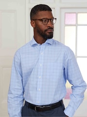 The Savile Row Company Classic Fit Blue PoW Check Formal 100% Cotton Shirt - Image 2 of 5