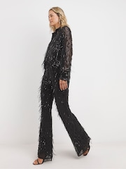 Joanna Hope Sequin Tassle Black Shirt - Image 4 of 4