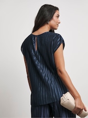 Joanna Hope Grey Plisse Top - Image 2 of 4