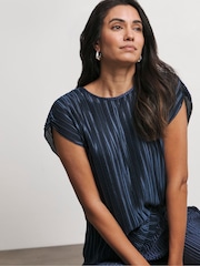 Joanna Hope Grey Plisse Top - Image 4 of 4