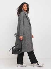JD Williams Black Double Breasted Herringbone Coat - Image 1 of 4