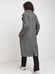 JD Williams Black Double Breasted Herringbone Coat - Image 2 of 4