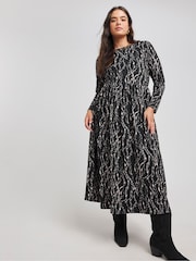Simply Be Black Supersoft Boat Neck Midi Dress - Image 1 of 4