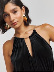 Simply Be Black Velour Wide Leg Jumpsuit - Image 4 of 4