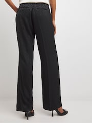 JD Williams Black Satin Jacquard Wide Leg Trousers - Image 2 of 4