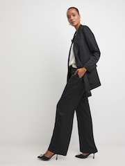 JD Williams Black Satin Jacquard Wide Leg Trousers - Image 3 of 4
