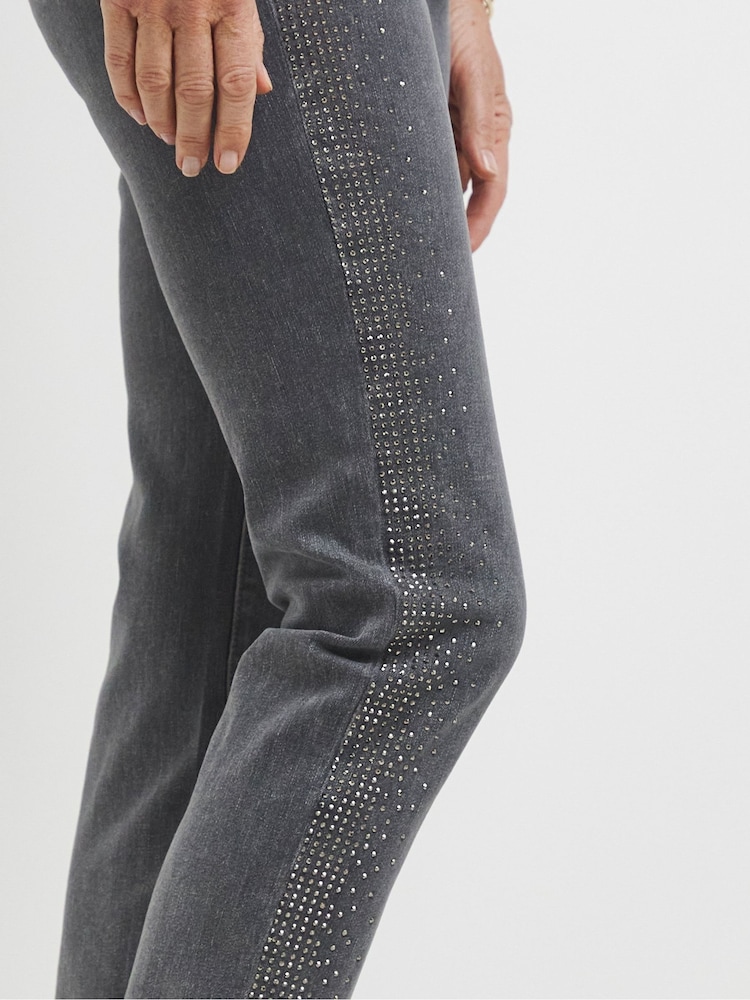 JD Williams Grey Diamante Slim Leg Jeans - Image 4 of 4
