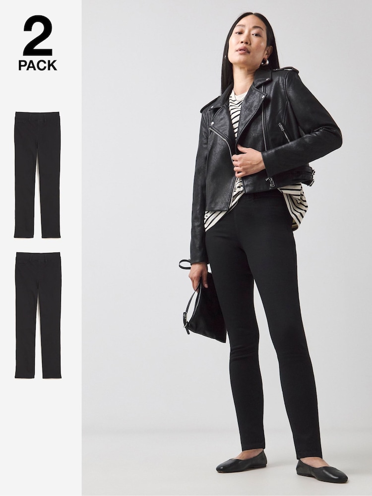 JD Williams Black Slim Jeggins 2 Pack - Image 1 of 4