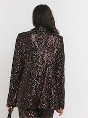 JD Williams Brown Sequin Chocolate Blazer - Image 2 of 4
