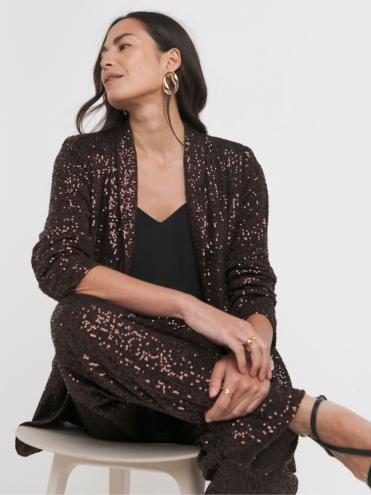 JD Williams Brown Sequin Chocolate Blazer - Image 4 of 4