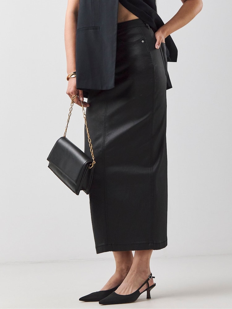 JD Williams Black Coated Skirt - Image 1 of 4