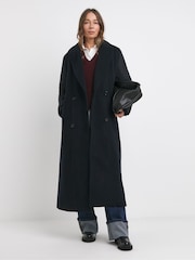 JD Williams Blue Hybrid Bomber Longline Coat - Image 1 of 4