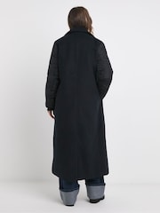 JD Williams Blue Hybrid Bomber Longline Coat - Image 2 of 4