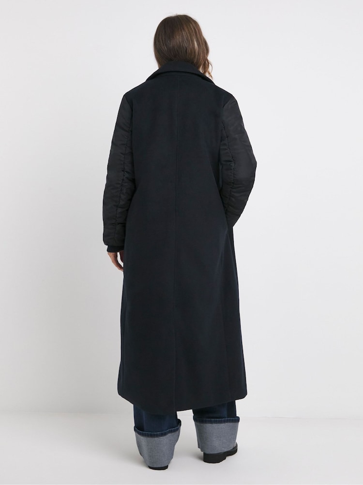 JD Williams Blue Hybrid Bomber Longline Coat - Image 2 of 4