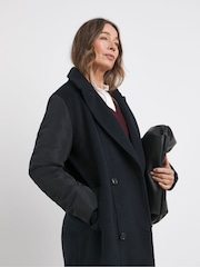 JD Williams Blue Hybrid Bomber Longline Coat - Image 3 of 4