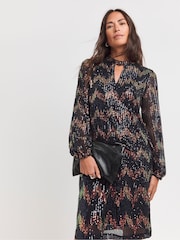 JD Williams Blue Ombre Sequin Keyhole Short Dress - Image 1 of 4
