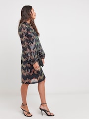 JD Williams Blue Ombre Sequin Keyhole Short Dress - Image 2 of 4