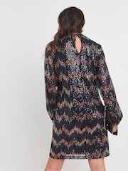 JD Williams Blue Ombre Sequin Keyhole Short Dress - Image 3 of 4