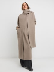 JD Williams Natural Longline Scarf Coat - Image 1 of 4