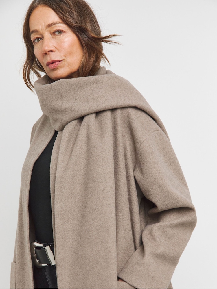 JD Williams Natural Longline Scarf Coat - Image 4 of 4