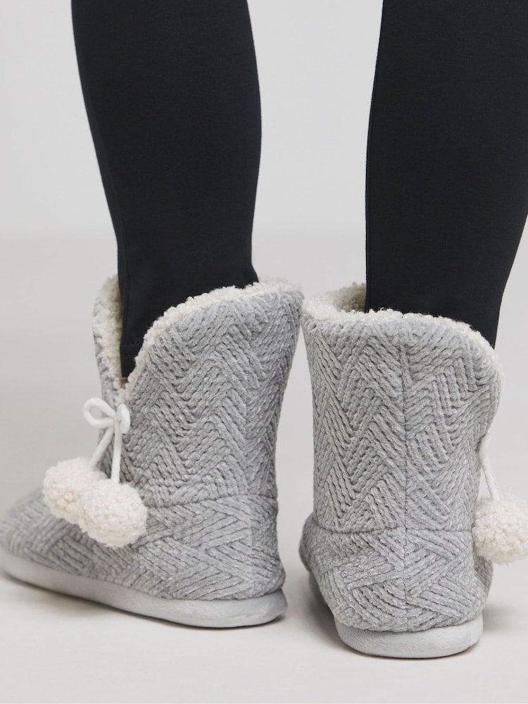 Simply Be Grey Bootie Slippers In Extra Wide Fit - Image 2 of 4 Simply Be Grey Bootie Slippers In Extra Wide Fit - Image 2 of 4