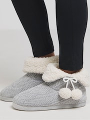 Simply Be Grey Bootie Slippers In Extra Wide Fit - Image 3 of 4