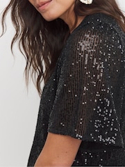 Negro - JD Williams Sequin Angel Sleeve Top - Imagen 3 de 4