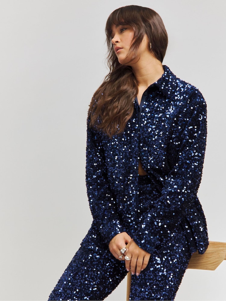 Camisa de terciopelo con lentejuelas de Simply Be - Imagen 1 de 4