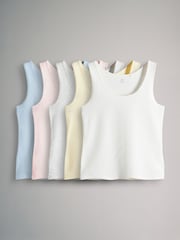 The Set Pale Pink/Grey Marl/Yellow/White/Blue Scoop Neck Vests 5 Pack - Image 1 of 7