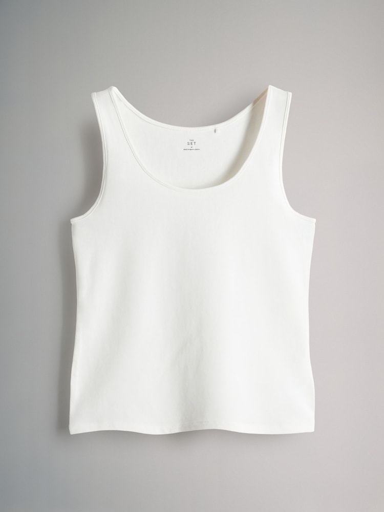 The Set Pale Pink/Grey Marl/Yellow/White/Blue Scoop Neck Vests 5 Pack - Image 2 of 7
