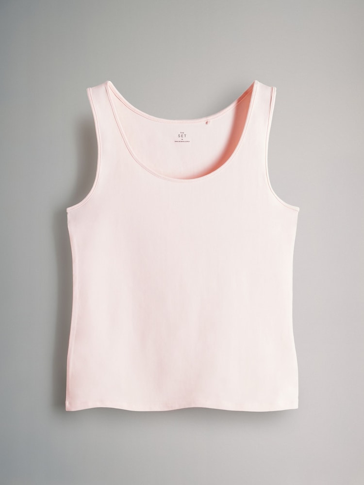 The Set Pale Pink/Grey Marl/Yellow/White/Blue Scoop Neck Vests 5 Pack - Image 6 of 7