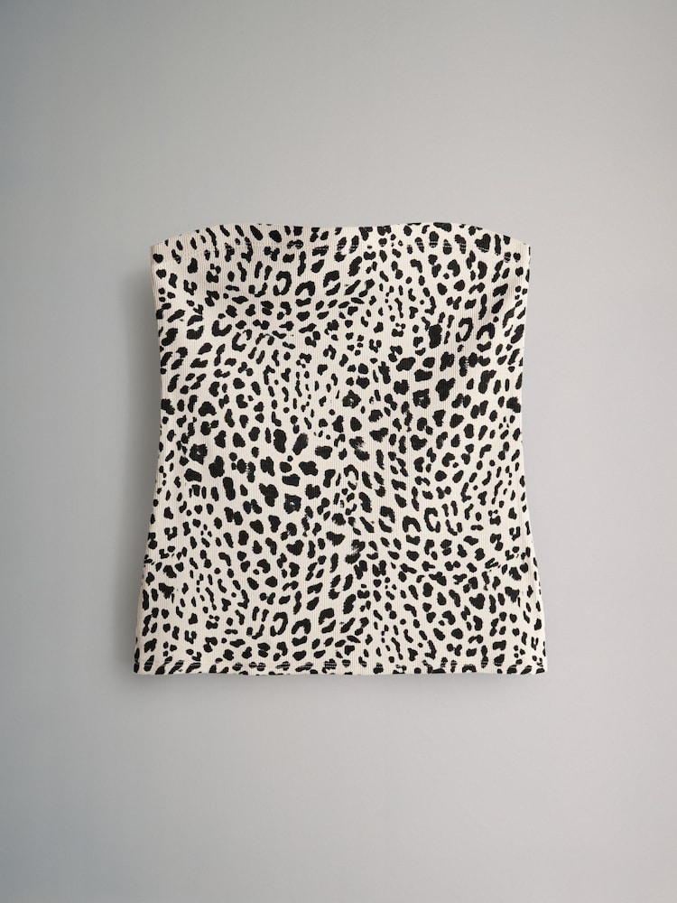 The Set Pink/Black/Grey Marl/White/Animal Print Ribbed Bandeau Tops 5 Pack - Image 2 of 8