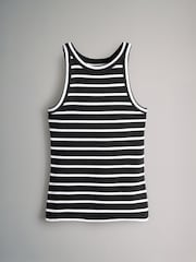 The Set Black/White/Stripe/Taupe Brown 4 Pack Ribbed Racer Vests - Image 10 of 13