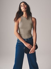 The Set Black/White/Stripe/Taupe Brown 4 Pack Ribbed Racer Vests - Image 3 of 13