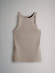 The Set Black/White/Stripe/Taupe Brown 4 Pack Ribbed Racer Vests - Image 8 of 13