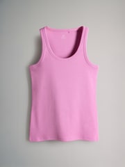 The Set Black/Pink/White/Black&White Stripe 4 Pack Ribbed Scoop Neck Vests - Image 2 of 7