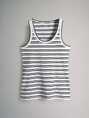 The Set Black/Pink/White/Black&White Stripe 4 Pack Ribbed Scoop Neck Vests - Image 4 of 7