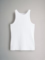 The Set Black/White/Grey Marl/Animal 4 Pack Ribbed Racer Vests - Image 2 of 7