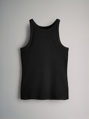 The Set Black/White/Grey Marl/Animal 4 Pack Ribbed Racer Vests - Image 3 of 7