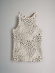 The Set Black/White/Grey Marl/Animal 4 Pack Ribbed Racer Vests - Image 4 of 7