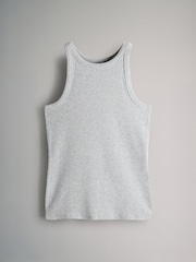 The Set Black/White/Grey Marl/Animal 4 Pack Ribbed Racer Vests - Image 5 of 7