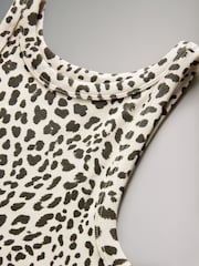 The Set Black/White/Grey Marl/Animal 4 Pack Ribbed Racer Vests - Image 6 of 7