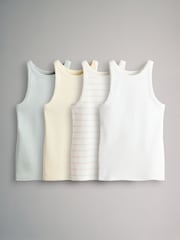 The Set Green/Yellow/Cream/Pink&Cream Stripe 4 Pack Ribbed Racer Vests - Image 1 of 13