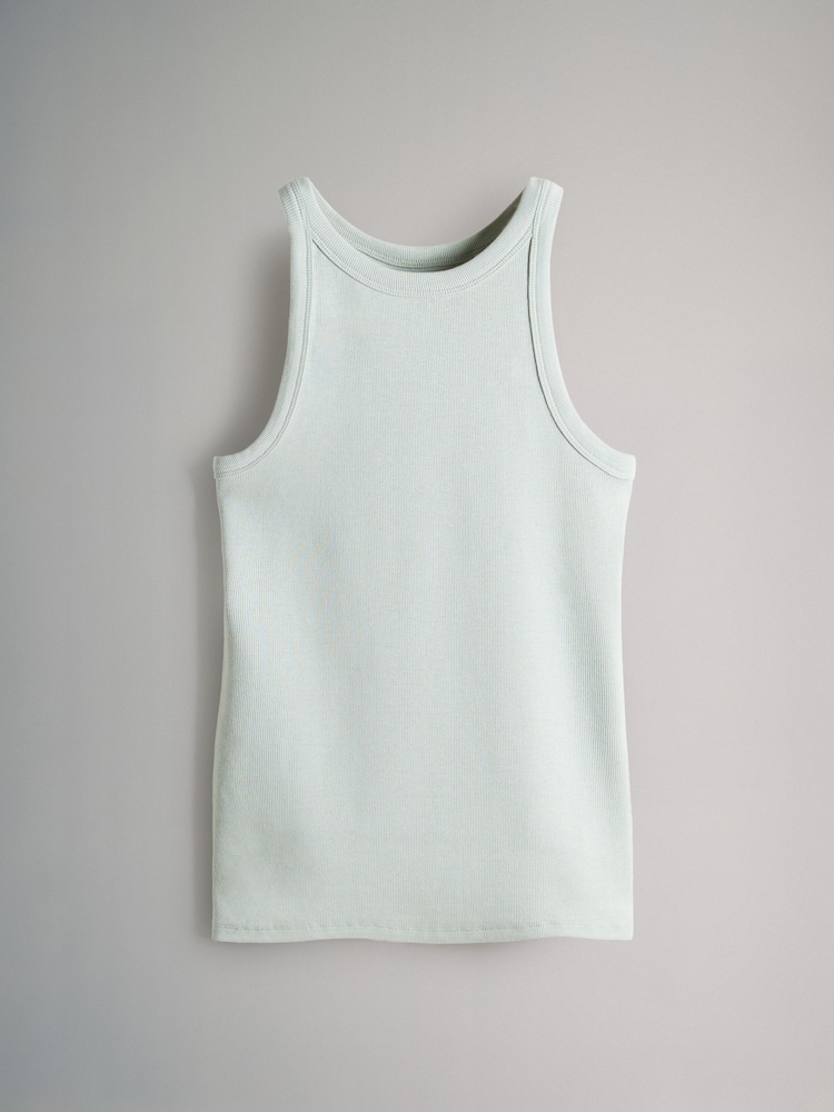 The Set Green/Yellow/Cream/Pink&Cream Stripe 4 Pack Ribbed Racer Vests - Image 10 of 13